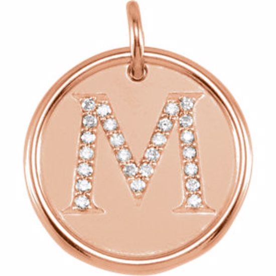 85088:10220:P 14kt Rose 1/8 CTW Diamond Initial "M" Pendant