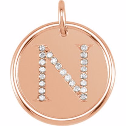 85088:10260:P 14kt Rose 1/10 CTW Diamond Initial "N" Pendant