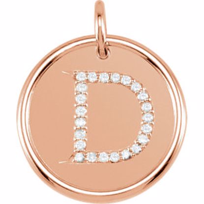 85088:10340:P 14kt Rose 1/10 CTW Diamond Initial "D" Pendant