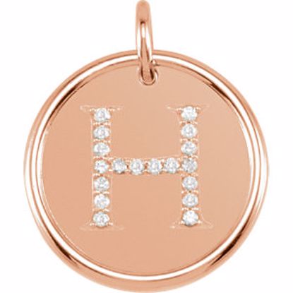 85088:10380:P 14kt Rose 1/10 CTW Diamond Initial "H" Pendant