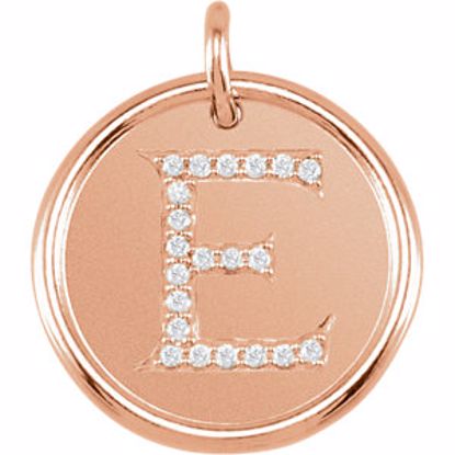 85088:10460:P 14kt Rose 1/10 CTW Diamond Initial "E" Pendant