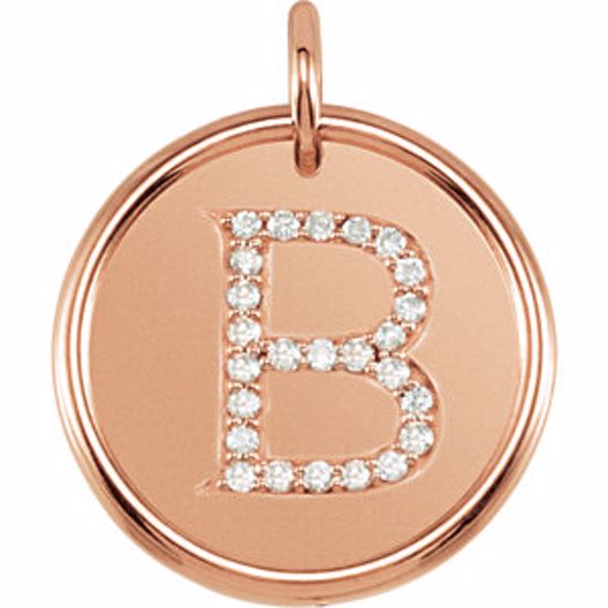 85088:10500:P 14kt Rose 1/8 CTW Diamond Initial "B" Pendant