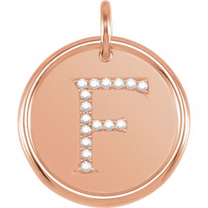 85088:10540:P 14kt Rose .08 CTW Diamond Initial "F" Pendant