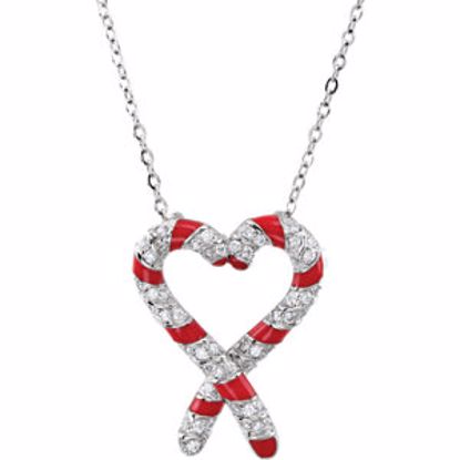 650772:1010:P Sterling Silver The Candy Cane Legend CZ Pendant with 18" Chain & Packaging