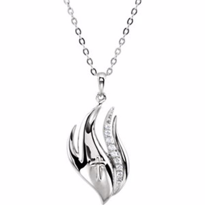 650753:1010:P Sterling Silver Cubic Zirconia Refiner's Fire 18" Necklace