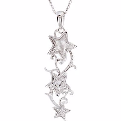 650777:1010:P Sterling Silver Shoot for the Stars CZ 18" Necklace