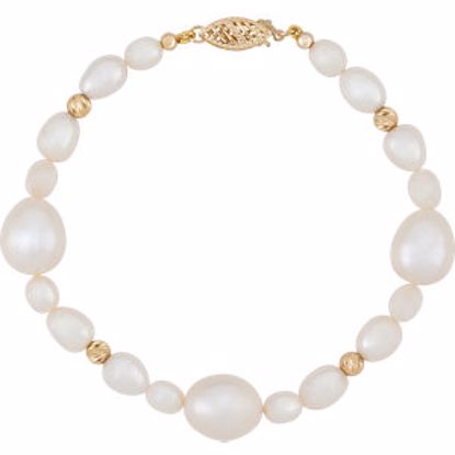 650902:101:P 14kt Yellow Freshwater Cultured Pearl 7.5" Bracelet