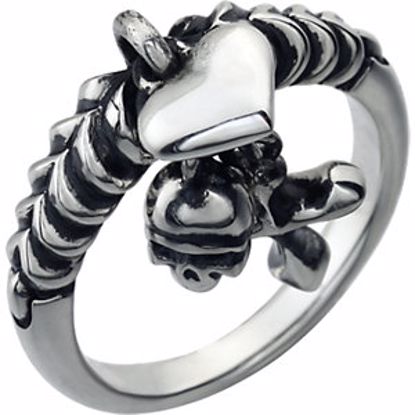 51181:101:P Sterling Silver Heart, Cross & Skull Charm Ring