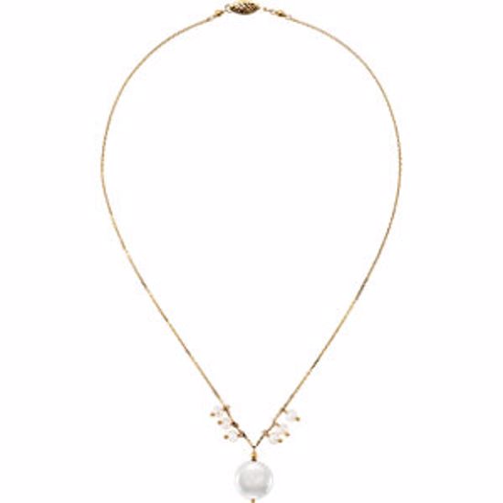 650909:100:P 14kt Yellow Freshwater Cultured Pearl 16" Necklace