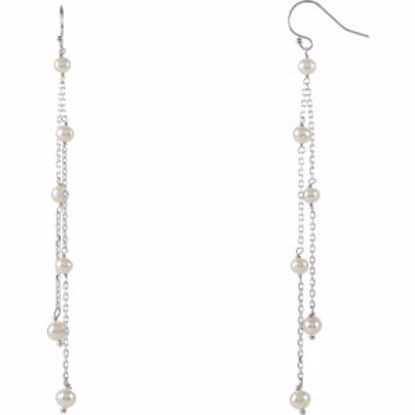 650921:6000:P Sterling Silver Freshwater Cultured Pearl Drop Earrings