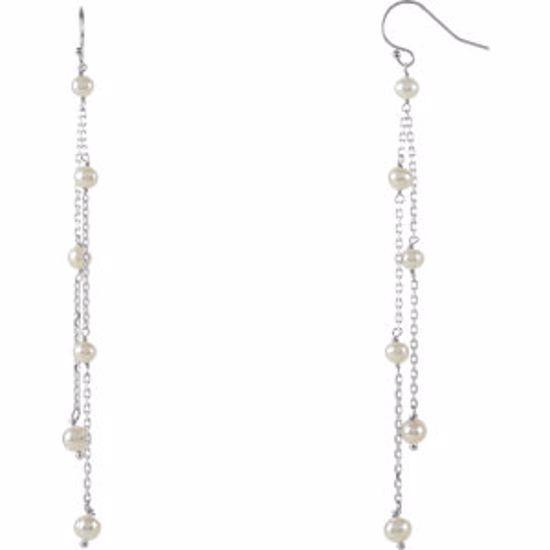 650921:6000:P Sterling Silver Freshwater Cultured Pearl Drop Earrings