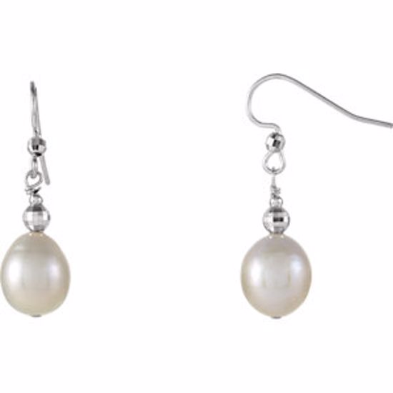 650927:101:P Sterling Silver 10-11mm Freshwater Cultured Pearl Dangle Earrings