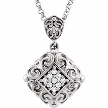 85707:1040:P 14kt White 1/8 CTW Diamond 18" Necklace