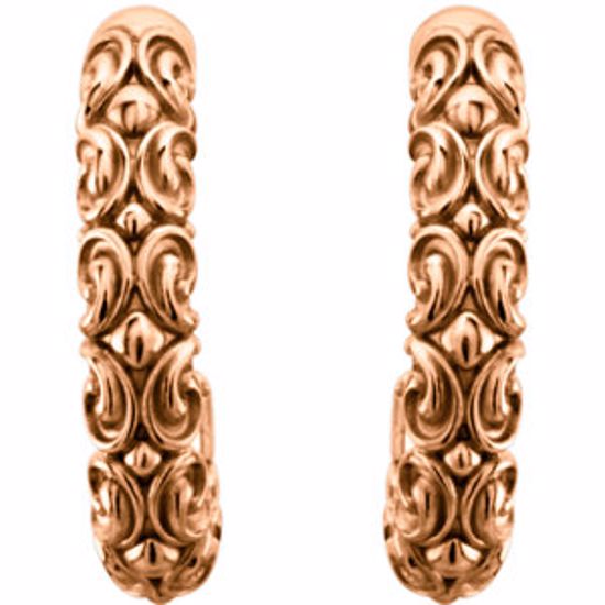 85706:105:P 14kt Rose 20x4.1mm Sculptural-Inspired Half-Hoop Earrings