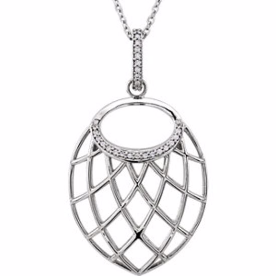 85698:105:P 14kt White .06 CTW Diamond Nest Design 18" Necklace