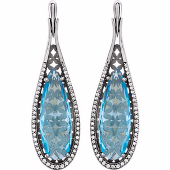 85659:105:P 14kt White Sky Blue Topaz & 1/3 CTW Diamond Earrings