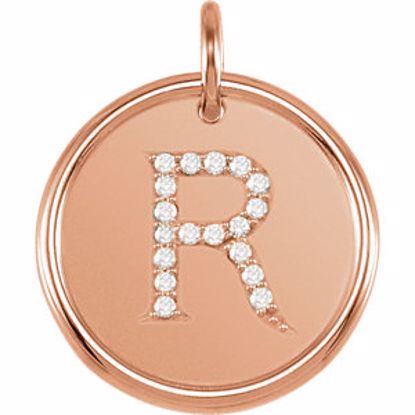 85088:10700:P 14kt Rose 1/10 CTW Diamond Initial "R" Pendant