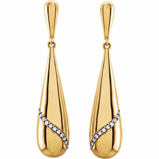 85663:200:P 14kt Yellow 1/8 CTW Diamond Teardrop-Shaped Earrings