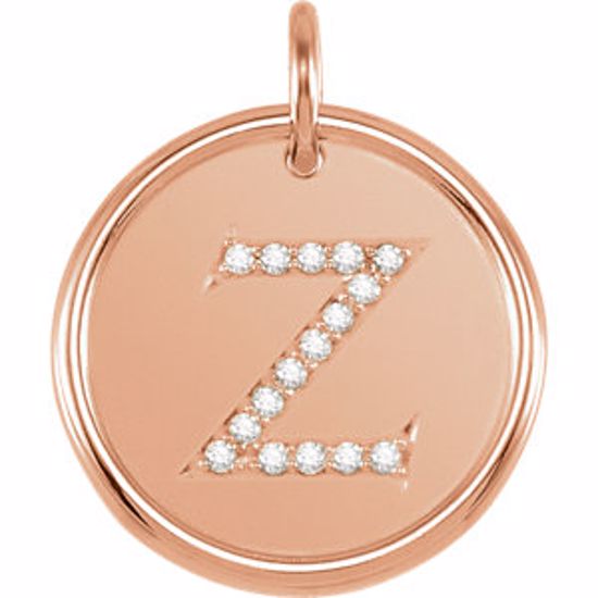 85088:10850:P 14kt Rose .08 CTW Diamond Initial "Z" Pendant 