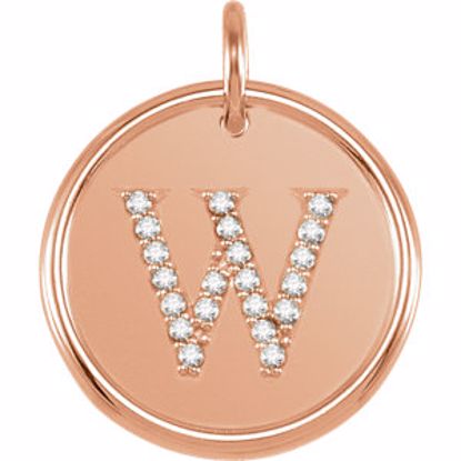 85088:10970:P 14kt Rose 1/10 CTW Diamond Initial "W" Pendant