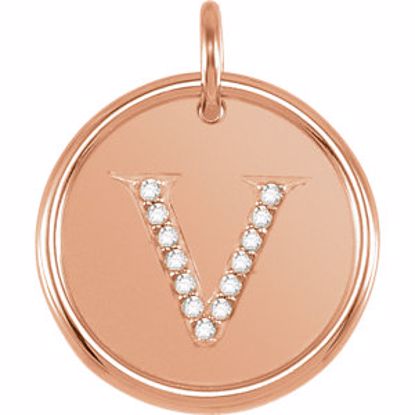 85088:11010:P 14kt Rose .06 CTW Diamond Initial "V" Pendant