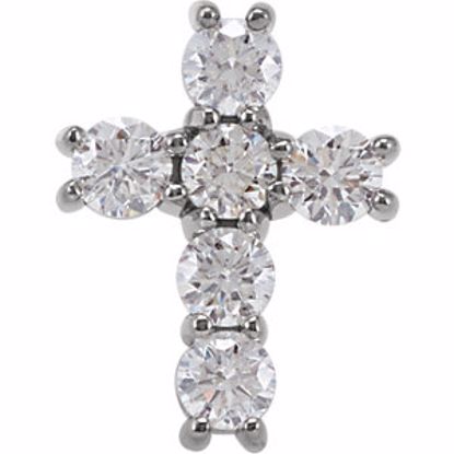 R42309:10200:P 14kt White 3/4 CTW Diamond Cross Pendant