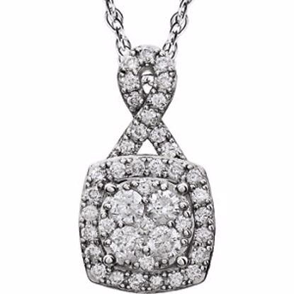 650861:100:P 14kt White 3/4 CTW Halo-Styled Diamond 18" Necklace