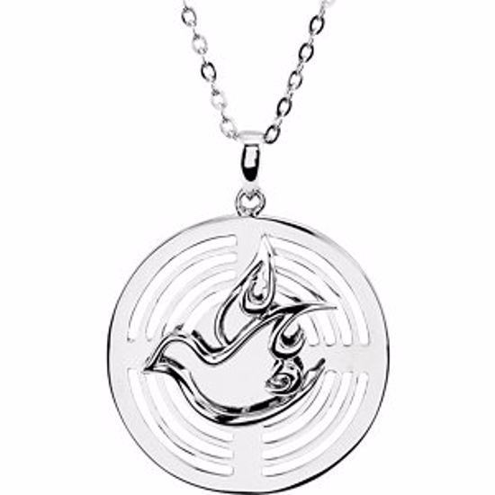 R45383:201:P Sterling Silver 25.30mm Confirmation Sponsor 18" Necklace