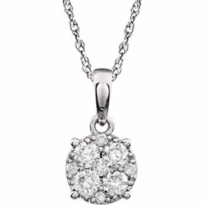 650859:103:P 14kt White 3/8 CTW Diamond Cluster 18" Necklace