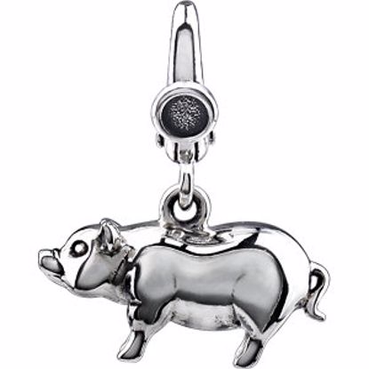 85750:100:P Sterling Silver 21x17mm Pig Charm