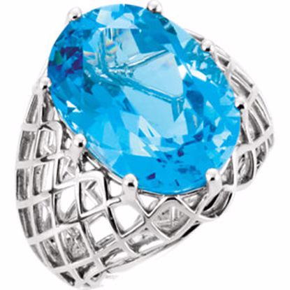 71610:105:P 14kt White Swiss Blue Topaz Nest Design Ring