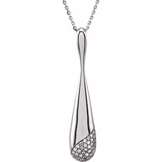 85664:1003:P 14kt White 1/5 CTW Diamond Teardrop 18" Necklace