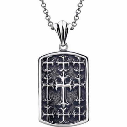 650988:600:P Sterling Silver 48x23mm Men's Cross Pendant