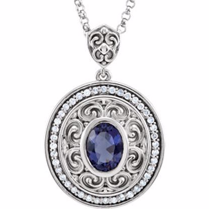 85704:1041:P 14kt White Iolite & 1/8 CTW Diamond 18" Necklace