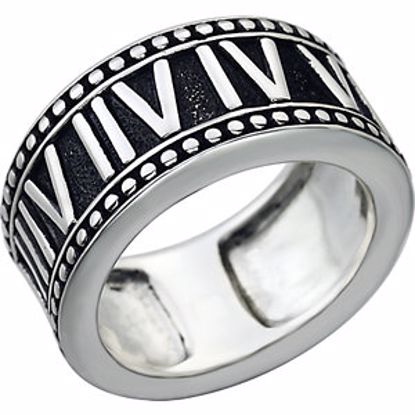 650998:600:P Sterling Silver 12mm Men's Fashion Ring