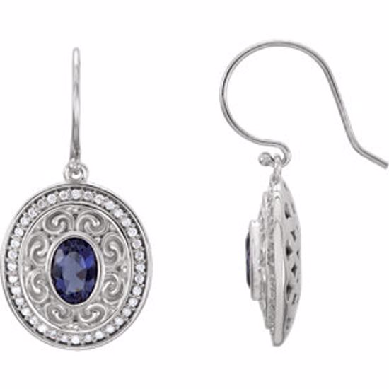 85705:1042:P 14kt White Iolite & 1/3 CTW Diamond Earrings