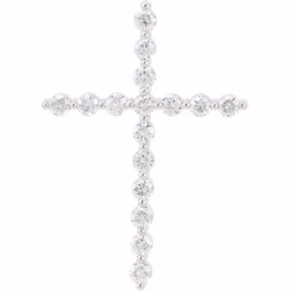 R42307:10120:P 14kt White 3/4 CTW Diamond Cross Pendant