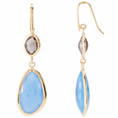 650878:1010:P 18kt Vermeil Blue Chalcedony & Smoky Quartz Earrings