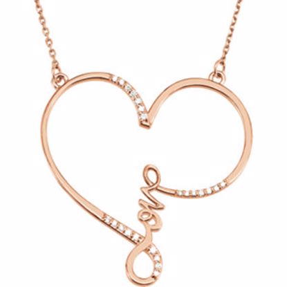 85506:60001:P 14kt Rose 1/8 CTW Diamond "Love" Heart Infinity Design 18" Necklace 