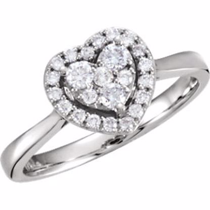 651003:600:P 14kt White 3/8 CTW Diamond Heart Ring