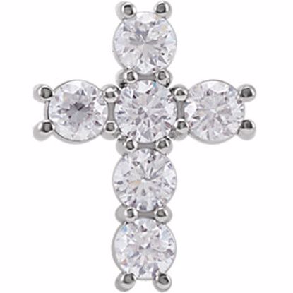 R42309:10170:P 14kt White 1 1/4 CTW Diamond Cross Pendant