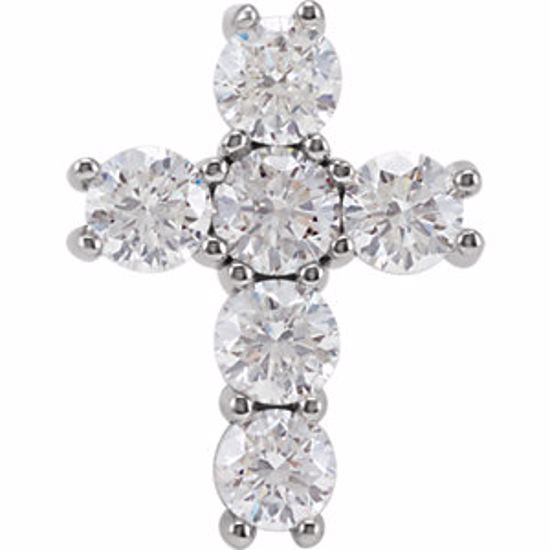 R42309:10260:P 14kt White 1 1/2 CTW Diamond Cross Pendant