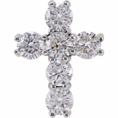 R42309:10120:P 14kt White 1 CTW Diamond Cross Pendant