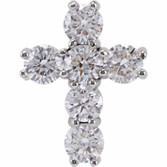 R42309:10120:P 14kt White 1 CTW Diamond Cross Pendant