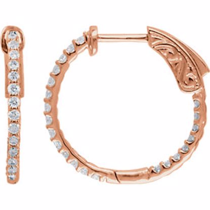 650183:117:P 14kt Rose 1/2 CTW Diamond Inside/Outside Hoop Earrings
