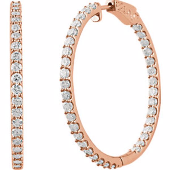 650183:127:P 14kt Rose 5 CTW Diamond Inside/Outside Hoop Earrings
