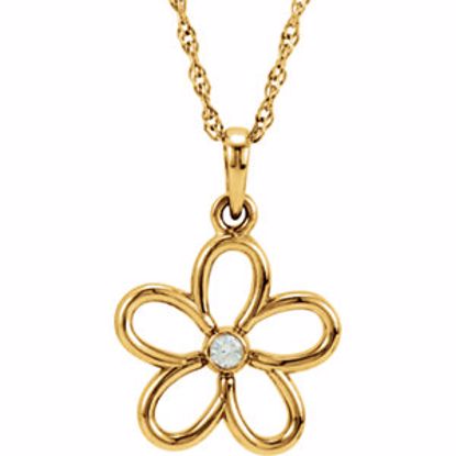 85452:60000:P 14kt Yellow .03 CTW Diamond 18" Flower Necklace