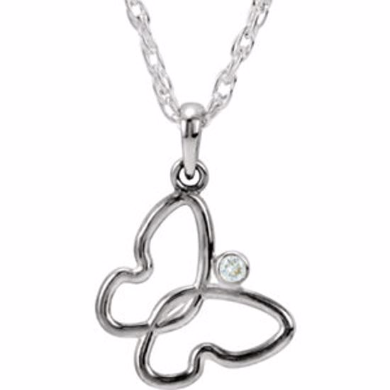 85454:60002:P Sterling Silver .025 CTW Diamond Butterfly 18" Necklace