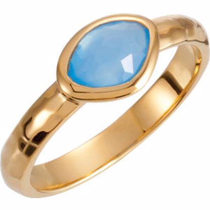 650867:1260:P 18kt Vermeil 7x5x4mm Blue Chalcedony Ring Size 6 with Box