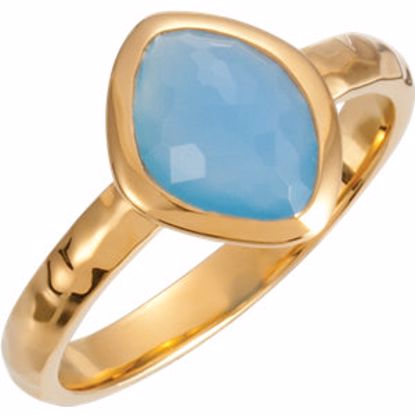 650867:1340:P 18kt Vermeil 10x8x5mm Blue Chalcedony Ring Size 7 with Box